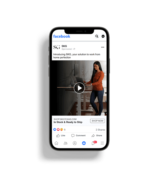 Phone mockup showing Meta Ads