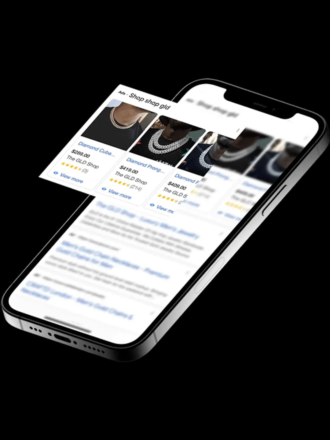 Phone mockup showing Google Ads