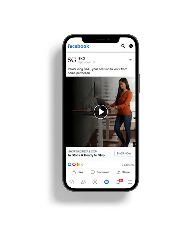 Phone mockup displaying Facebook Ads